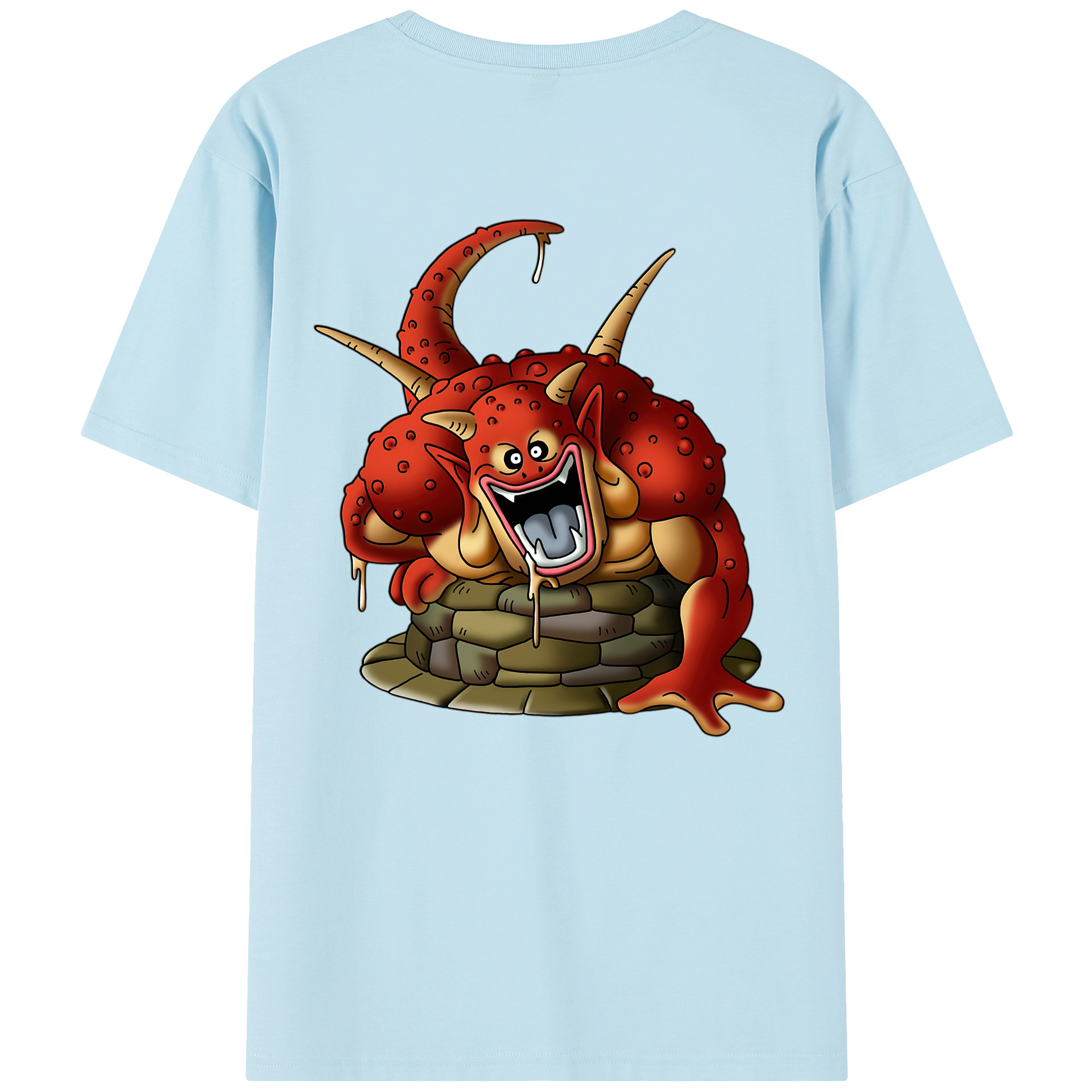 （画像用） ドラゴンクエスト Doragon Kuesuto Dragon Quest 綿100％半袖Tシャツ（背面プリント）